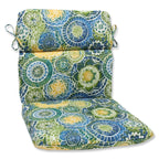 Pillow Perfect Outdoor/Indoor Omnia Lagoon Round Corner Chair Cushion, 1 Count (Pack Of 1), Blue