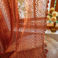 WAZZIO Terracotta Sheer Curtains 96 Inches Long - 2 Panel Set, Rod Pocket & Tassel Trim, Bohemian Western Retro Style, Light Fil