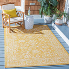 Safavieh Courtyard Collection 5'3' X 7'7' Gold/Ivory Cy8680 Indoor/ Outdoor Patio Backyard Mudroom Area Rug