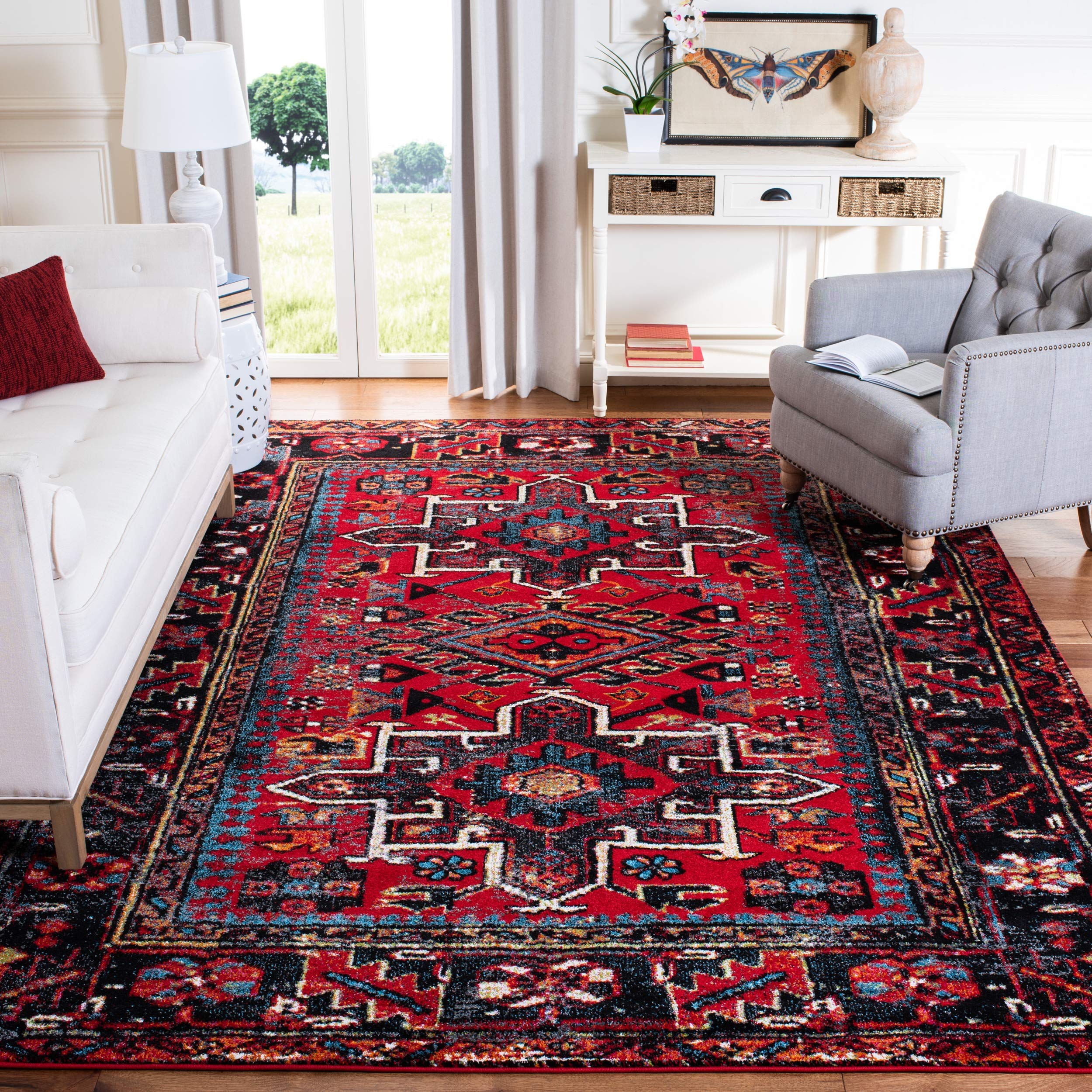 SAFAVIEH Vintage Hamadan Collection X-Large Area Rug - 11 x 15, Red & Multi, Oriental Persian Design, Non-Shedding & Easy Care