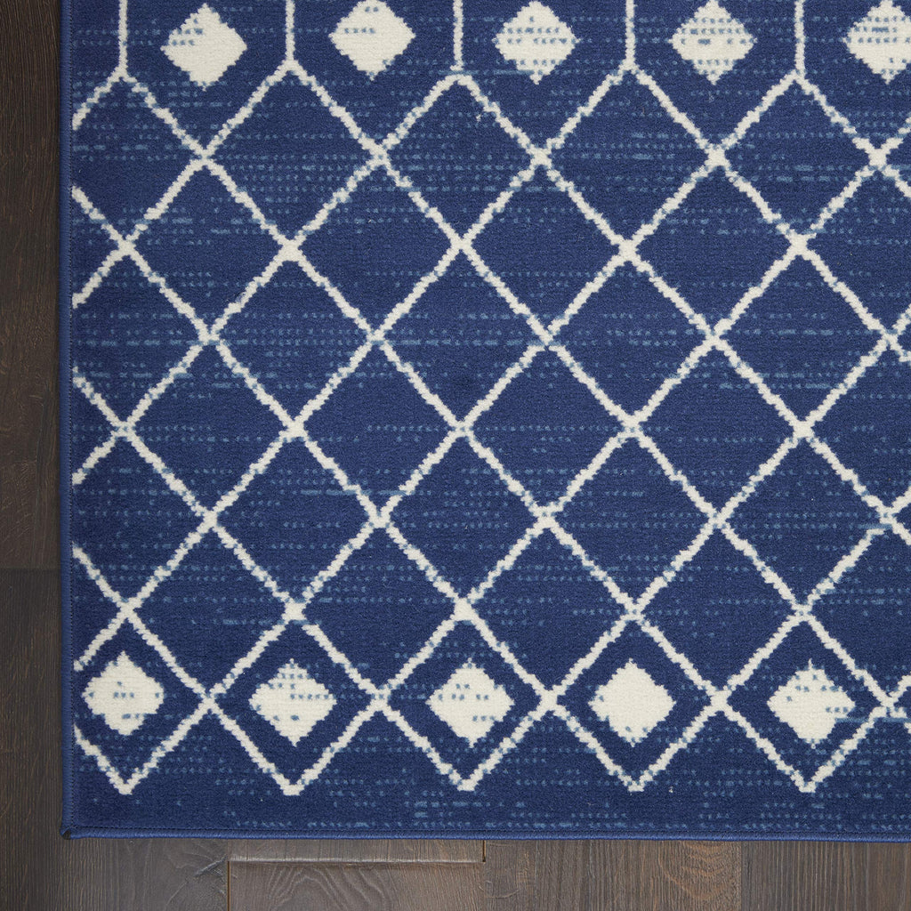Nourison Grafix Moroccan Navy 7'10' X 9'10' Area Rug, Easy Cleaning, Non Shedding, Bed Room, Living Room, Dining Room, Kitchen