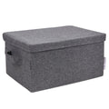 Bigso Soft Foldable Polyester Storage Box with Lid | Fabric Storage Bin with Lid and Handles for Closets and Rooms | Collapsible