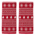 SKL Home Winter/Christmas Fair Isle Hand Towel 2pc Set for Bath/Kitchen/Bar & Gift, Red