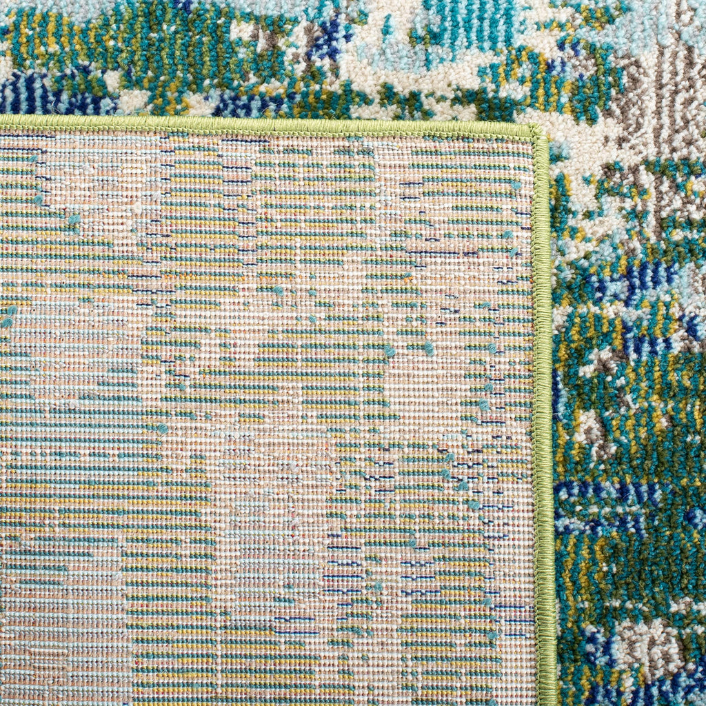 Safavieh Madison Collection Runner Rug - 2'2'' X 14', Green & Turquoise, Boho Abstract Distressed Design, Non-Shedding & Easy Ca