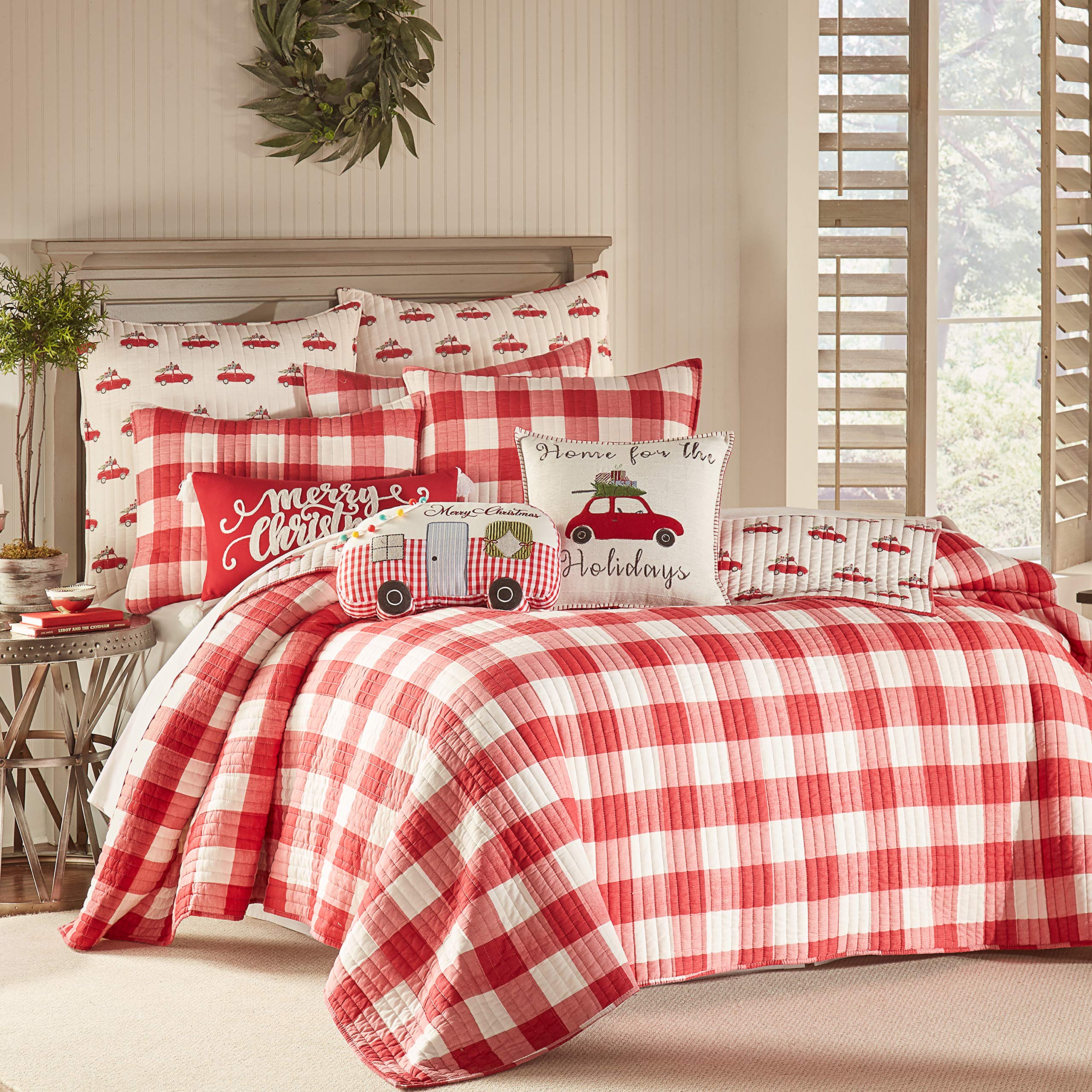 Levtex Home - Road Trip Quilt Set - King/Cal King Holiday Quilt 106X92 And Two King Pillow Shams 20X36 - Festive Christmas Farmh