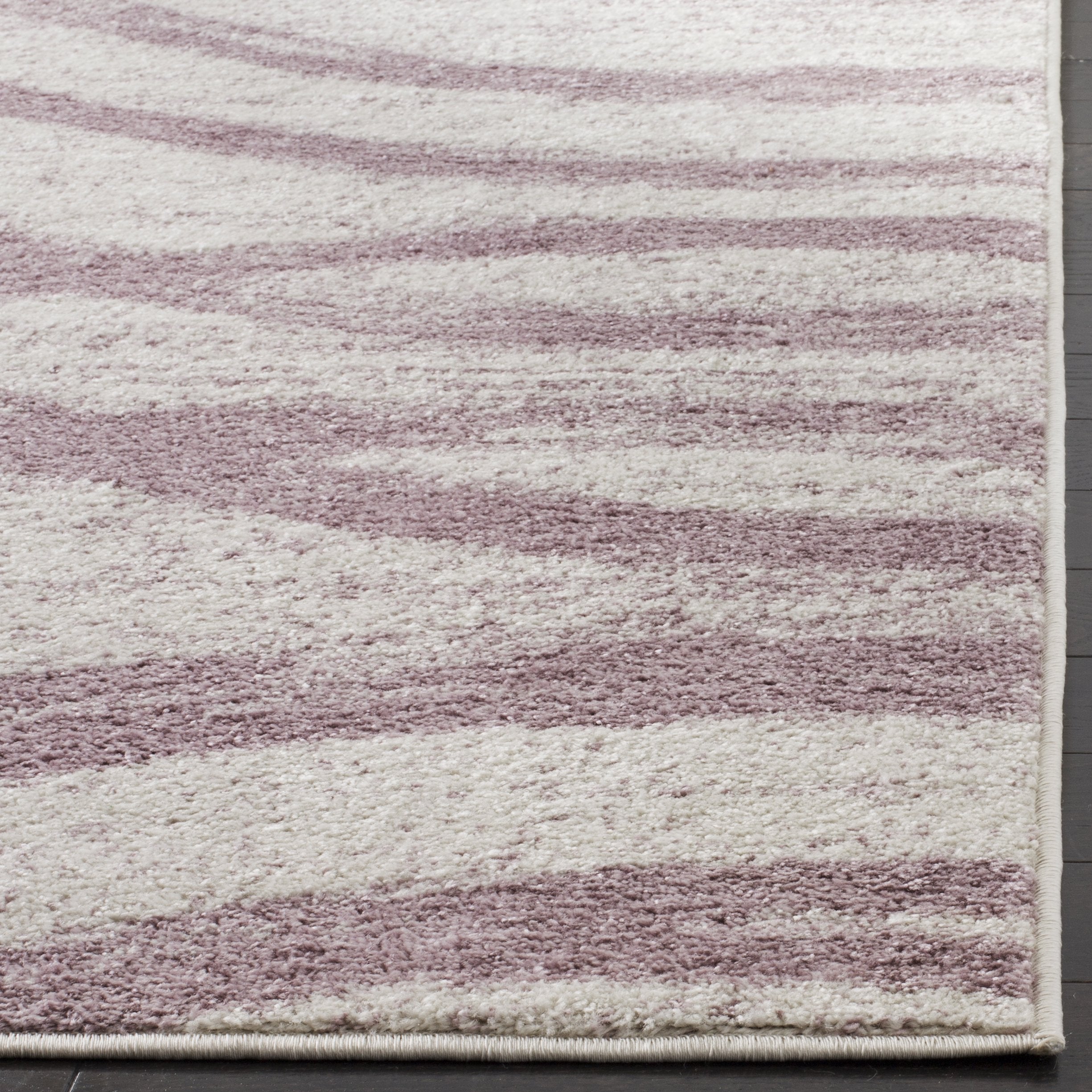 Safavieh Adirondack Collection Area Rug - 4' Square, Cream & Purple, Modern Wave Distressed Design, Non-Shedding & Easy Care, Id