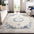 SAFAVIEH Evoke Collection 3 x 5 Ivory/Blue EVK220C Shabby Chic Oriental Medallion Non-Shedding Living Room Bedroom Accent Rug