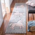 SAFAVIEH Carousel Kids Collection Runner Rug - 2 x 8, Grey & Ivory & Pink, Non-Shedding & Easy Care, Ideal for High Traffic Ar