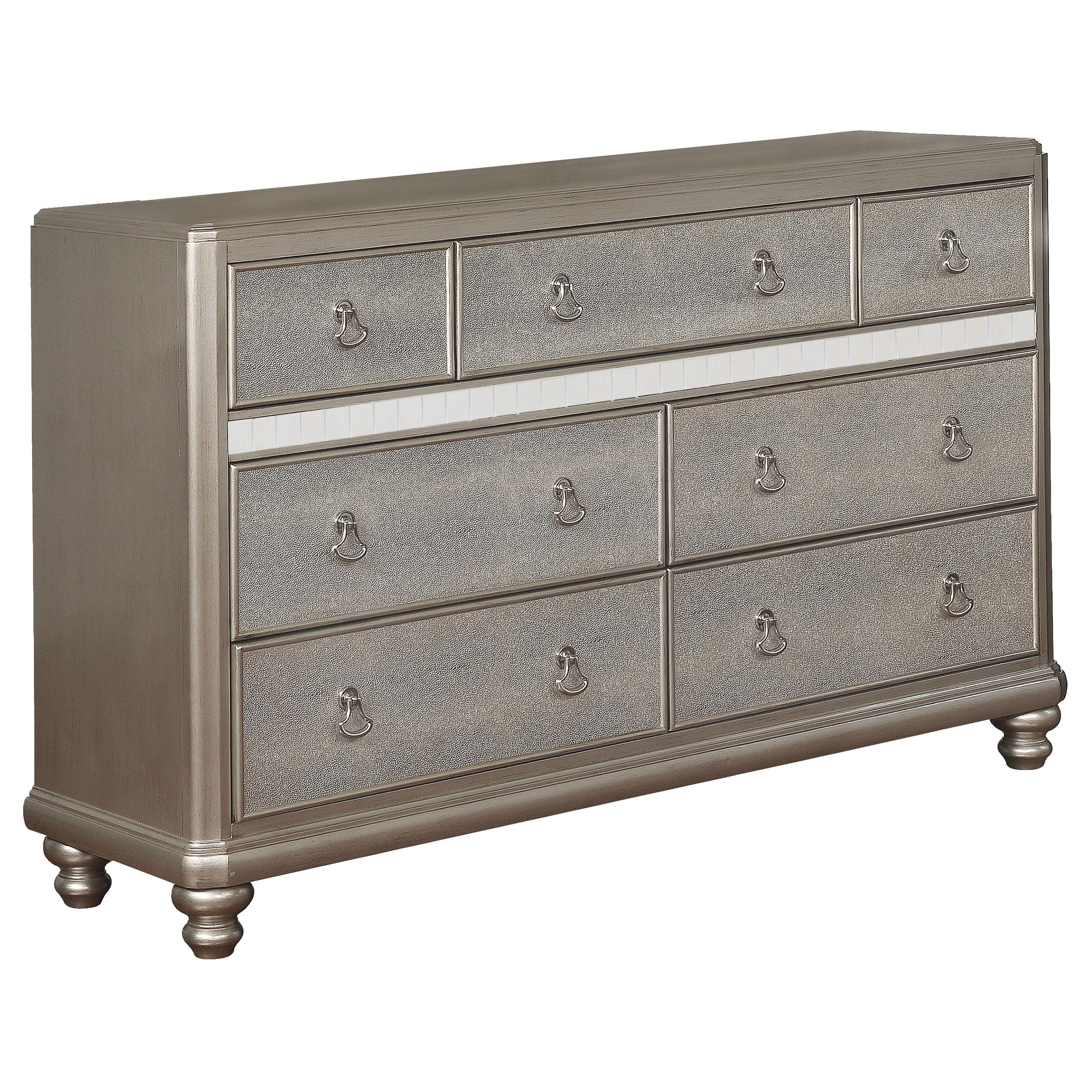Coaster Furniture Bling Game 7-Drawer Dresser with Stacked Bun Feet Metallic Platinum 204183
