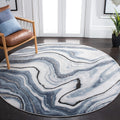 SAFAVIEH Craft Collection Area Rug - 67 Round, Blue & Grey, Modern Abstract Design, Non-Shedding & Easy Care, Ideal for High Tr
