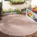 Safavieh Courtyard Collection 6'7' Round Light Beige/Terracotta Cy8734 Indoor/ Outdoor Waterproof Easy Cleaning Patio Backyard Mudroom Area Rug