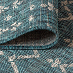 Jonathan Y Smb108C-28 Ourika Moroccan Geometric Textured Weave Indoor Outdoor Area Rug, Bohemian, Rustic, Scandinavian Easy Cleaning,Bedroom,Kitchen,Backyard,Patio,Non Shedding, Teal/Gray, 2 X 8