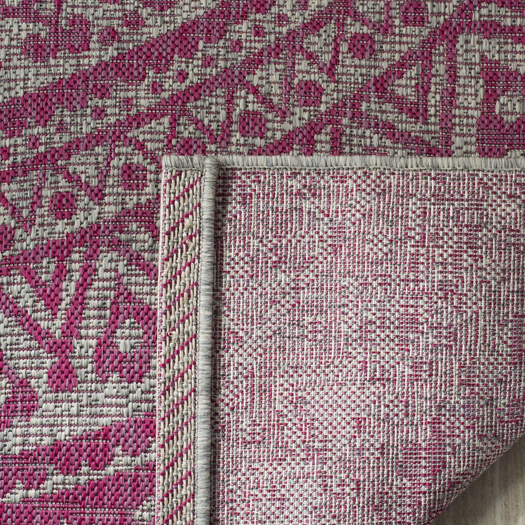Safavieh Courtyard Collection 24' X 44.4' Light Grey/Fuchsia Cy8734 Indoor/ Outdoor Waterproof Easy Cleaning Patio Backyard Mudroom Accent Rug