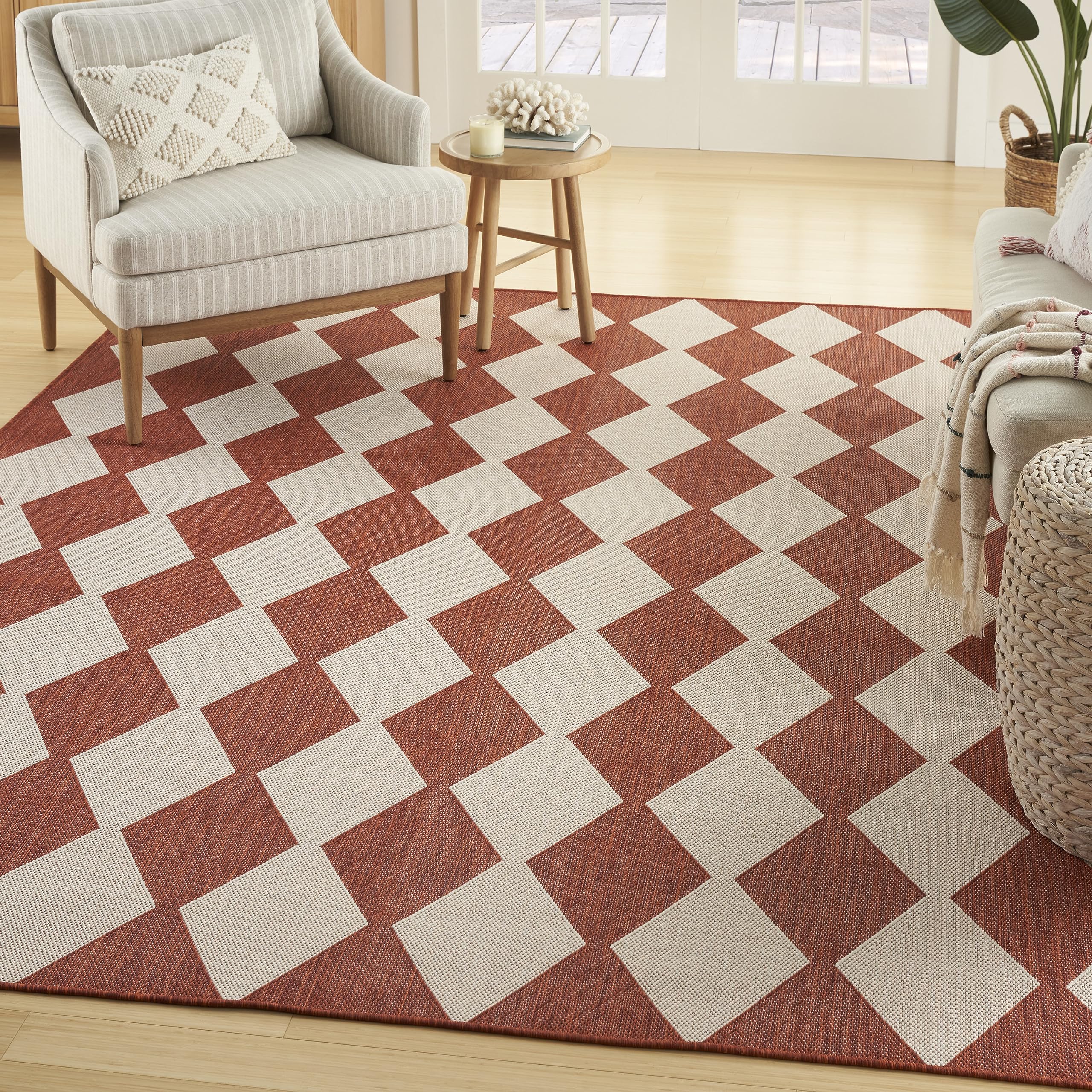 Nourison Positano Indoor/Outdoor Terracotta 6' X 9' Area Rug, Easy Cleaning, Non Shedding, Bed Room, Living Room, Dining Room, Backyard, Deck, Patio (6X9)