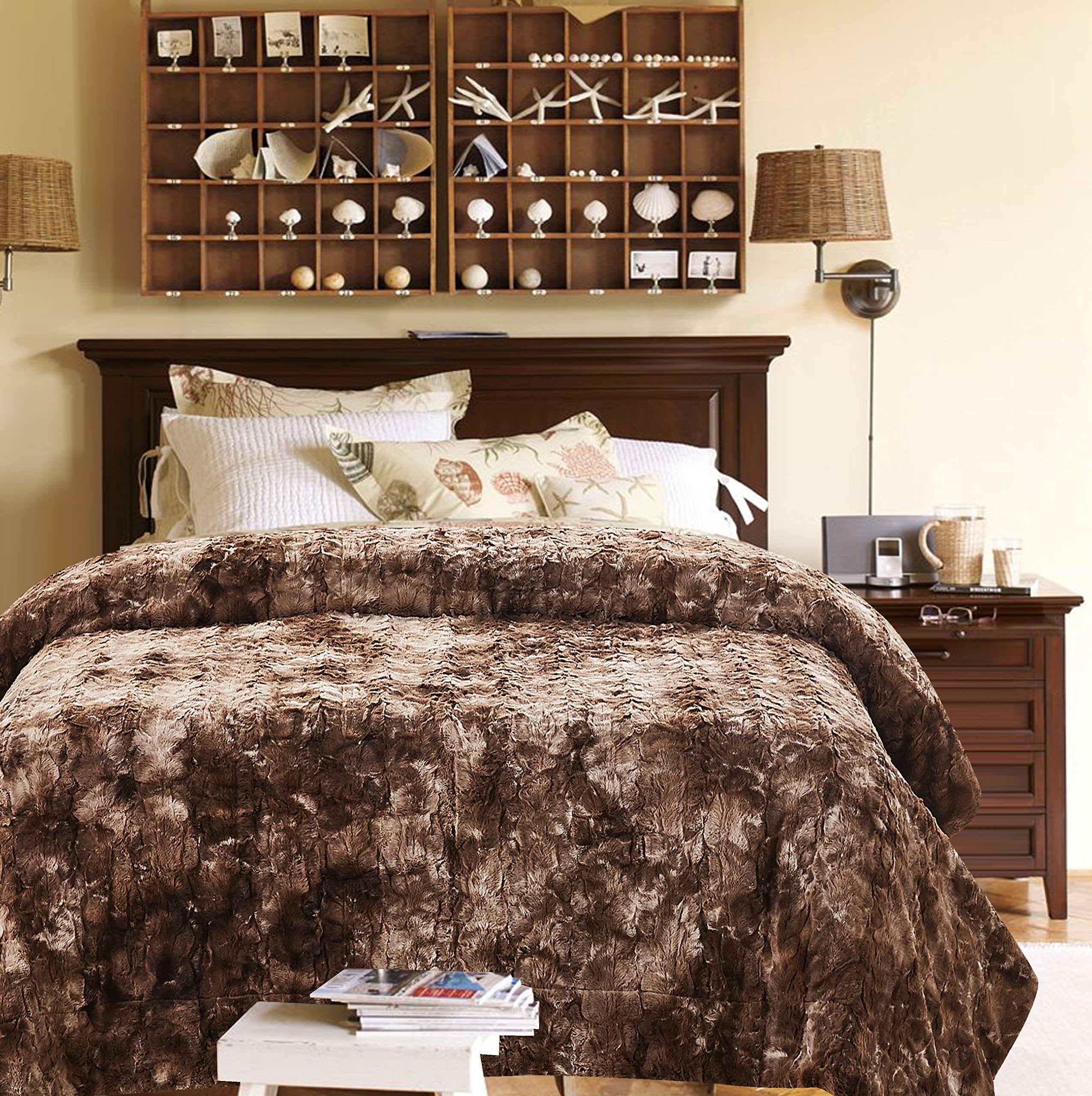 Chanasya Super Soft Fuzzy Faux Fur Twin Bed Blankets - Fluffy Plush Lightweight Cozy Snuggly Reversible Sherpa For Living Room B