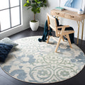 SAFAVIEH Adirondack Collection 67 Round Ivory/Blue ADR114M Floral Glam Damask Distressed Non-Shedding Dining Room Entryway Foye