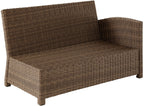 Crosley Furniture Bradenton Outdoor Sectional Right Side Loveseat, 2-Person Wicker Patio Couch for Deck, Brown with Sangria Cushions
