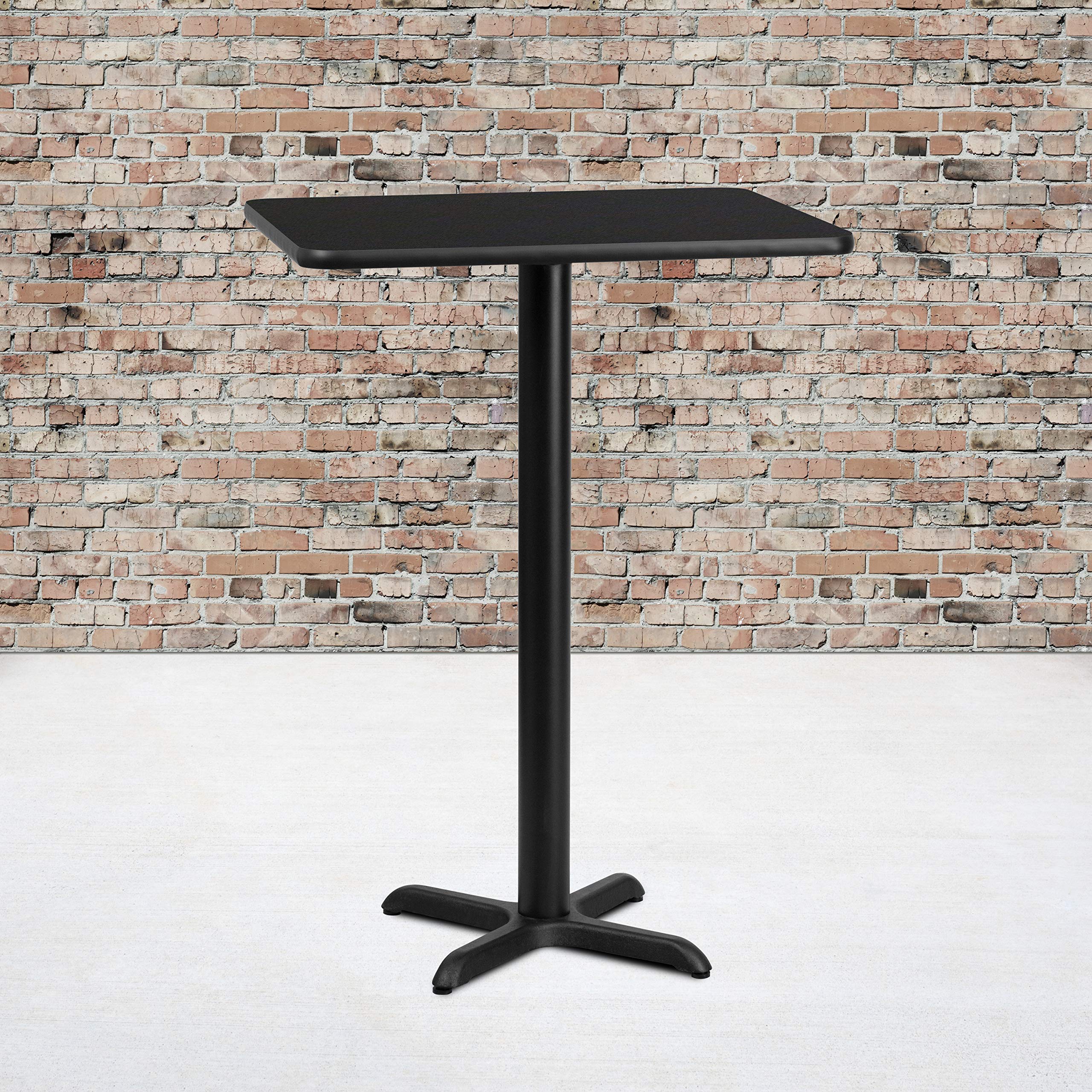 Flash Furniture Stiles 24'' x 30'' Rectangular Black Laminate Table Top with 22'' x 22'' Bar Height Table Base