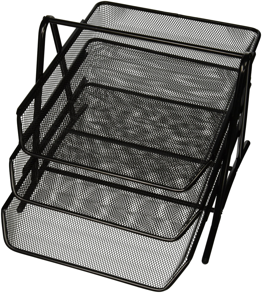 Sparco 90206 3-Tier Steel Mesh Desk Tray, Black (11 5/8'W X 13 3/4'D X 10 5/8'H)