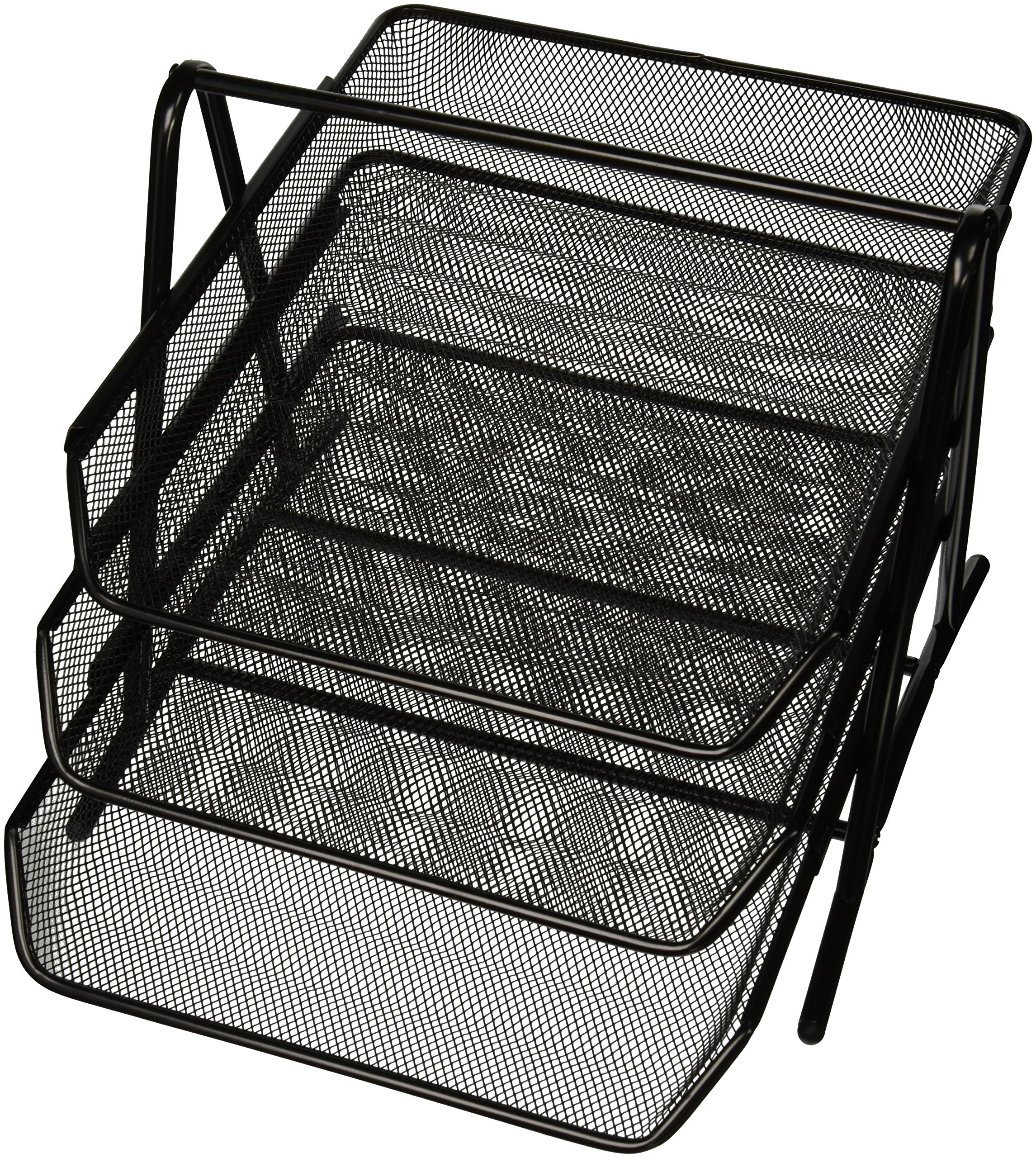 Sparco 90206 3-Tier Steel Mesh Desk Tray, Black (11 5/8'W X 13 3/4'D X 10 5/8'H)