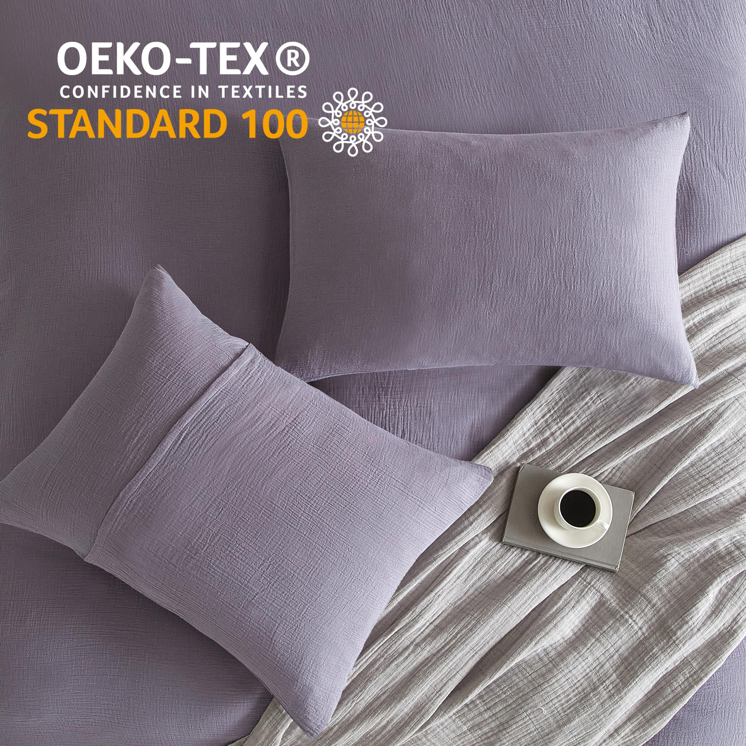 Se Softexly Muslin Duvet Cover Queen Size, 100% Washed Cotton Duvet Cover Set, Ultra Soft Comforter Cover Linen Like, 3 Pieces M
