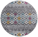 Safavieh Amsterdam Collection 6'7'' Round Dark Grey/Ivory Ams108H Moroccan Boho Non-Shedding Dining Room Entryway Foyer Living R