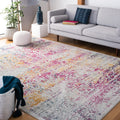 SAFAVIEH Evoke Collection 67 Square Ivory / Fuchsia EVK256Q Oriental Distressed Non-Shedding Living Room Bedroom Dining Home Of