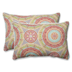 Pillow Perfect - 609416 Outdoor/Indoor Delancey Jubilee Lumbar Pillows, 11.5' X 18.5', 2 Count (Pack Of 1) Pink