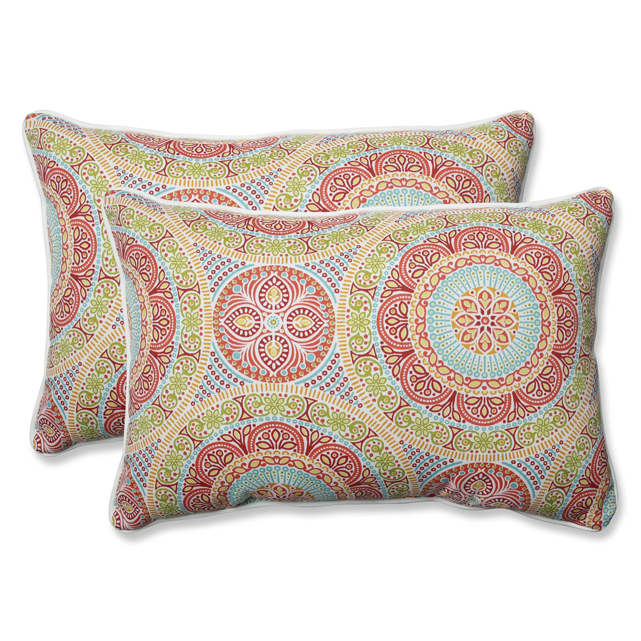 Pillow Perfect Oversized Lumbar Pillows, 24.5" x 16.5", Pink Delancey Jubilee, Spun Polyester, 2 Count, Model 609423
