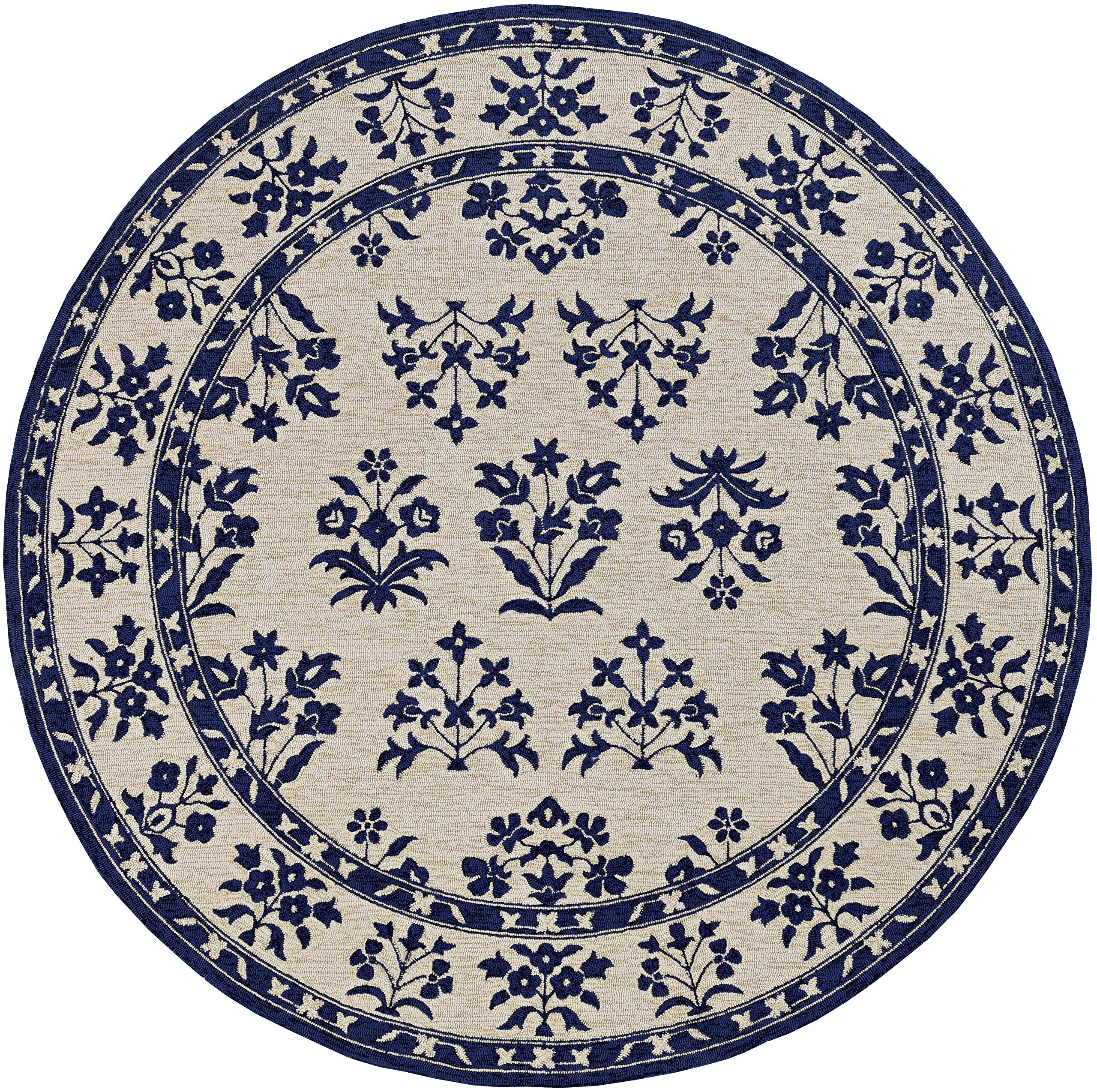 HomeRoots 90 X 90 Sand Or Blue Polypropylene Rug