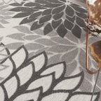 Nourison Aloha Indoor/Outdoor Floral Silver Grey 7'10' X Round Area Rug, (8' Round)