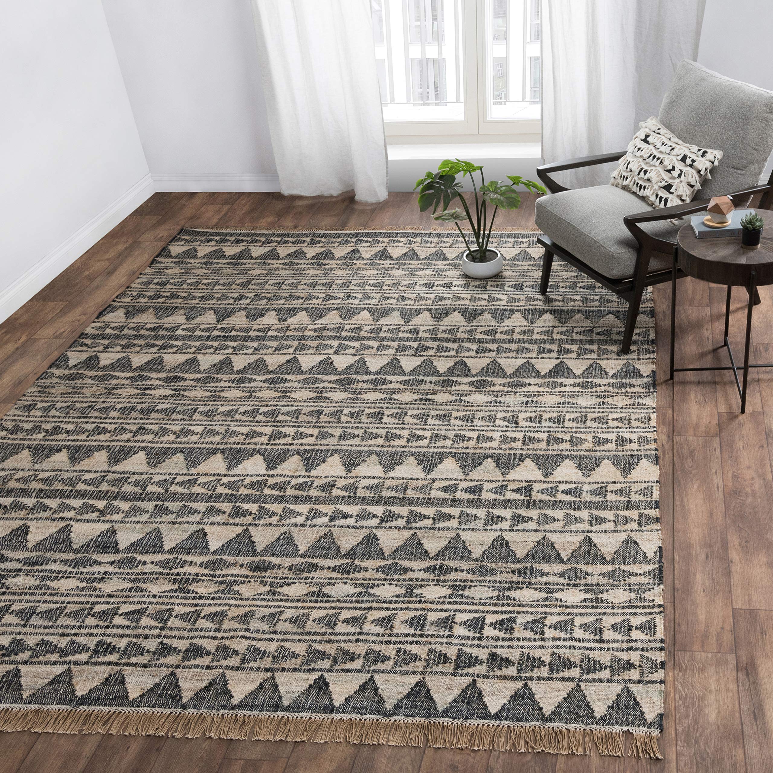 Kosas Home Camille Handwoven Jute Area Rug, Black
