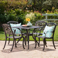 GDF Studio Augusta  5 Piece Outdoor Cast Aluminum Dining Set  Perfect for Patio  in Shiny Copper