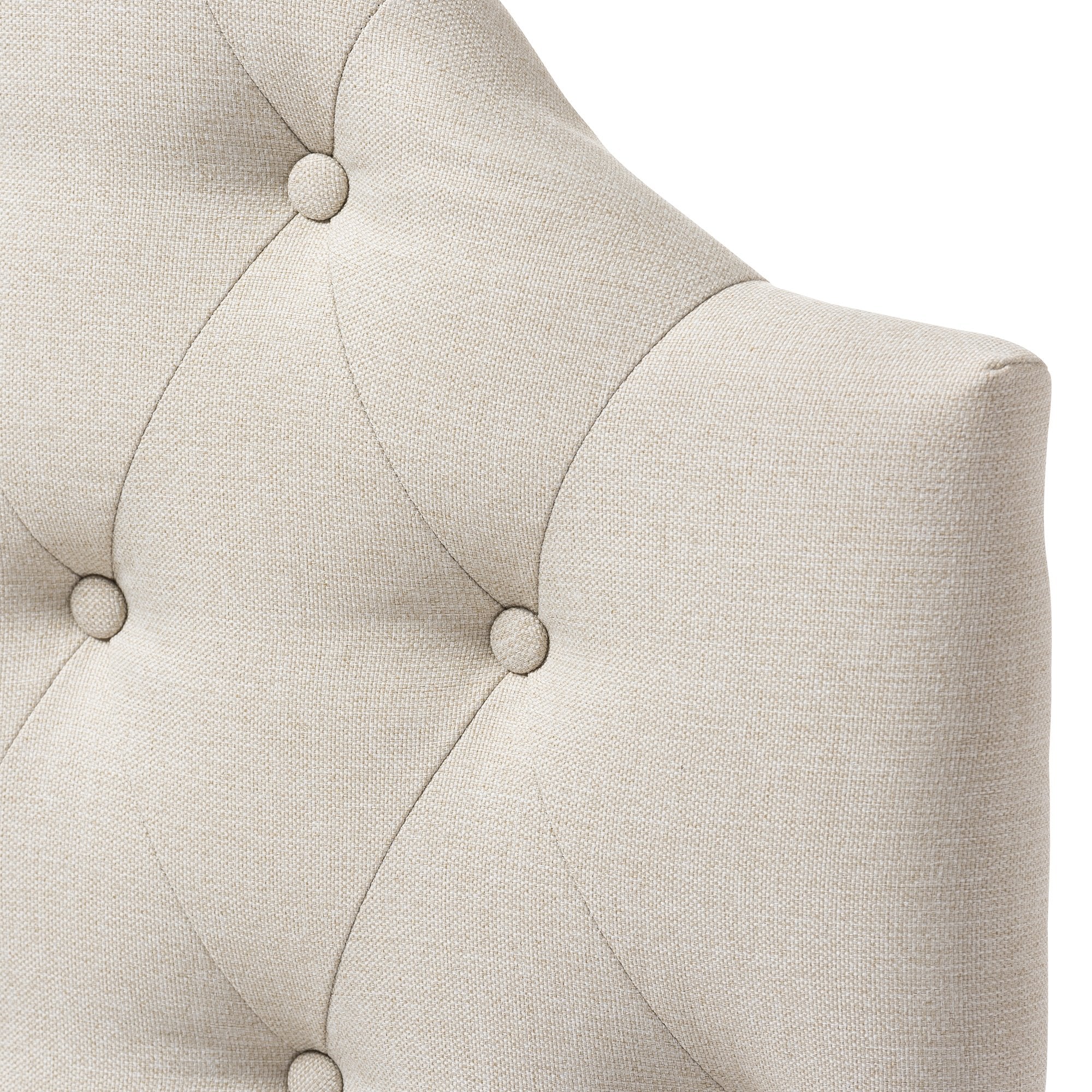 Baxton Studio Morris Modern and Contemporary Queen Size White Faux Leather Upholstered Button-Tufted Scalloped Headboard