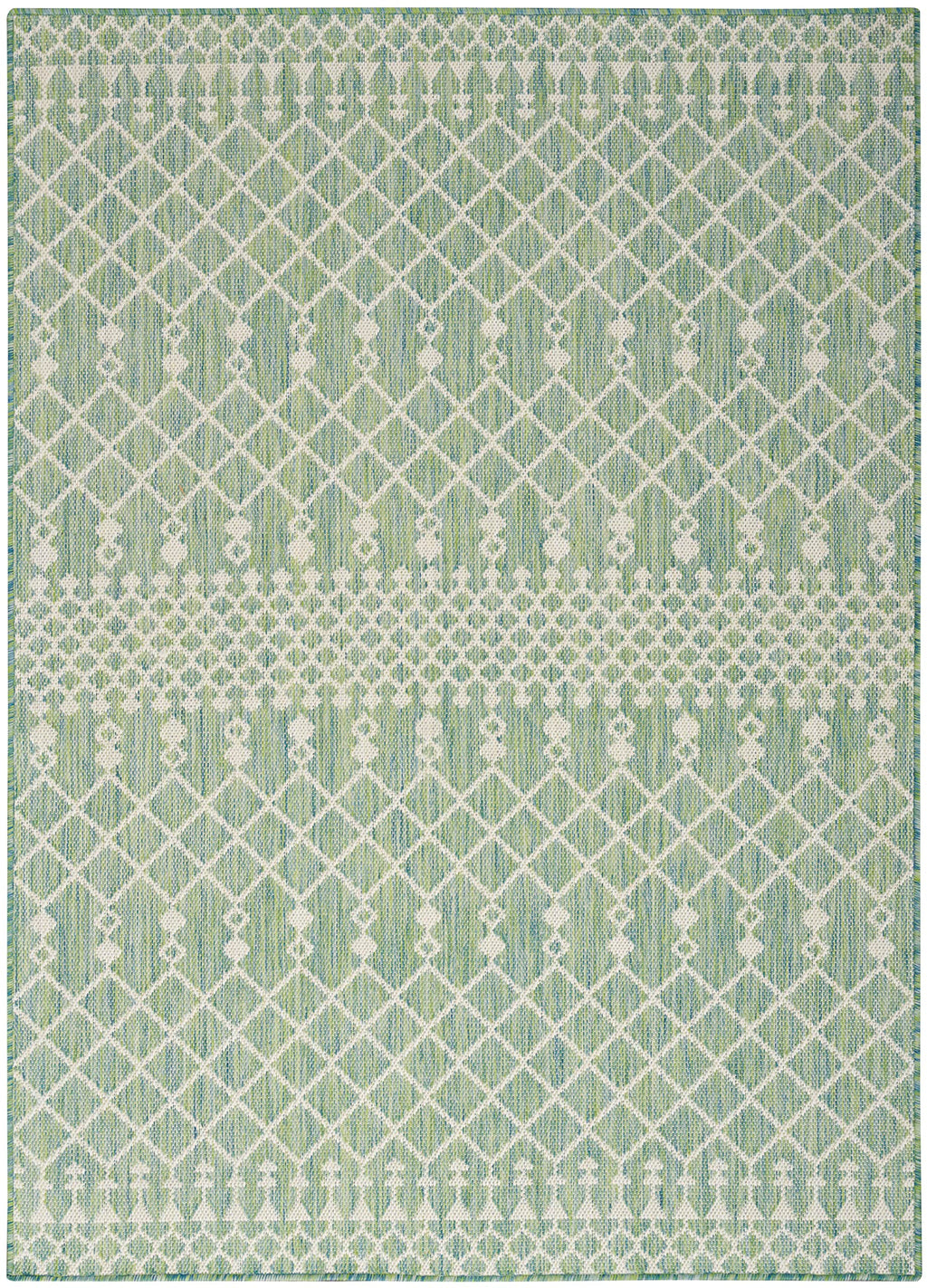 Nourison Positano Indoor/Outdoor Blue Green 7' X 10' Area Rug, Easy Cleaning, Non Shedding, Bed Room, Living Room, Dining Room, Deck, Backyard, Patio (7X10)