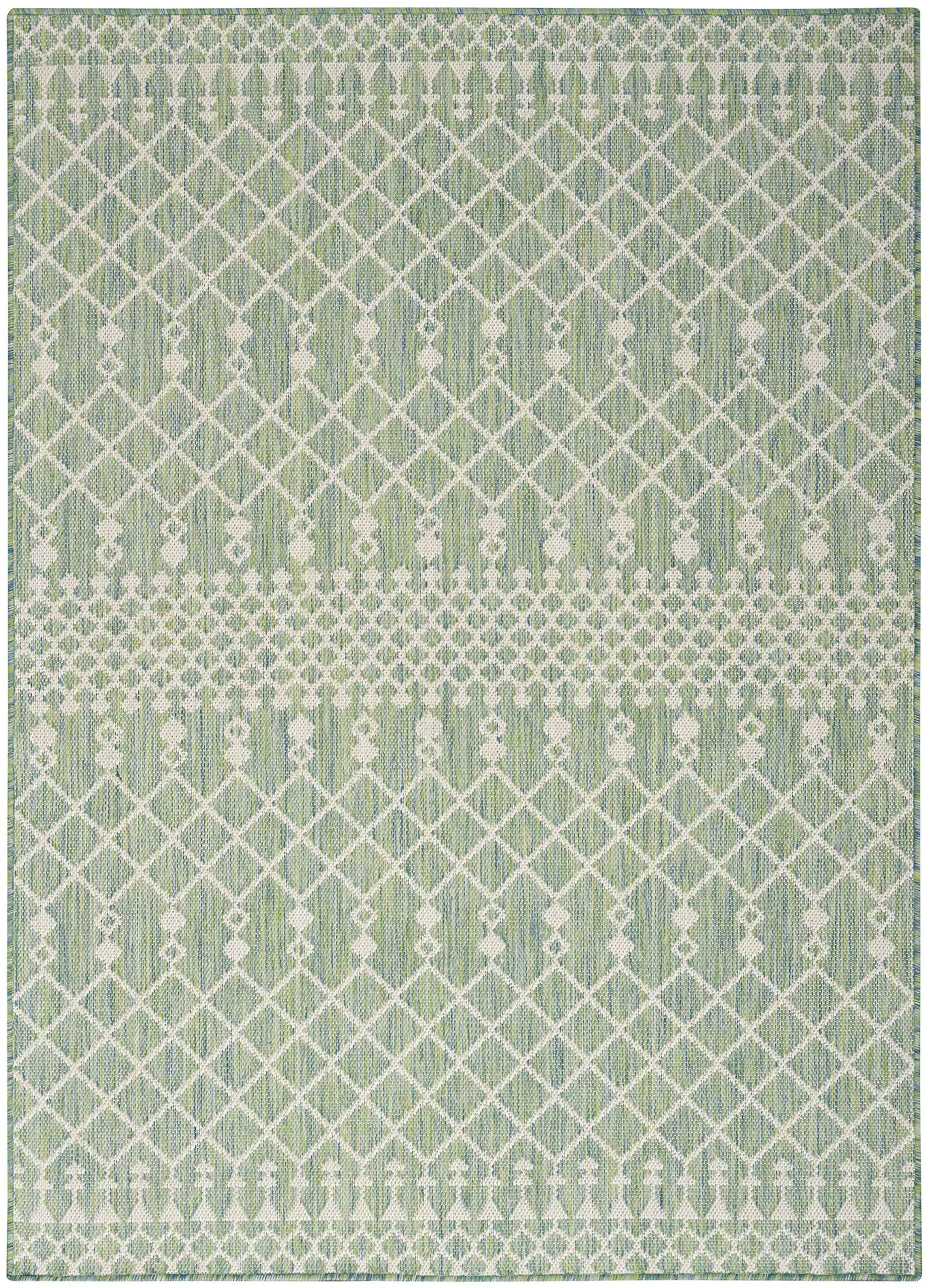 Nourison Positano Indoor/Outdoor Blue Green 7' X 10' Area Rug, Easy Cleaning, Non Shedding, Bed Room, Living Room, Dining Room, Deck, Backyard, Patio (7X10)