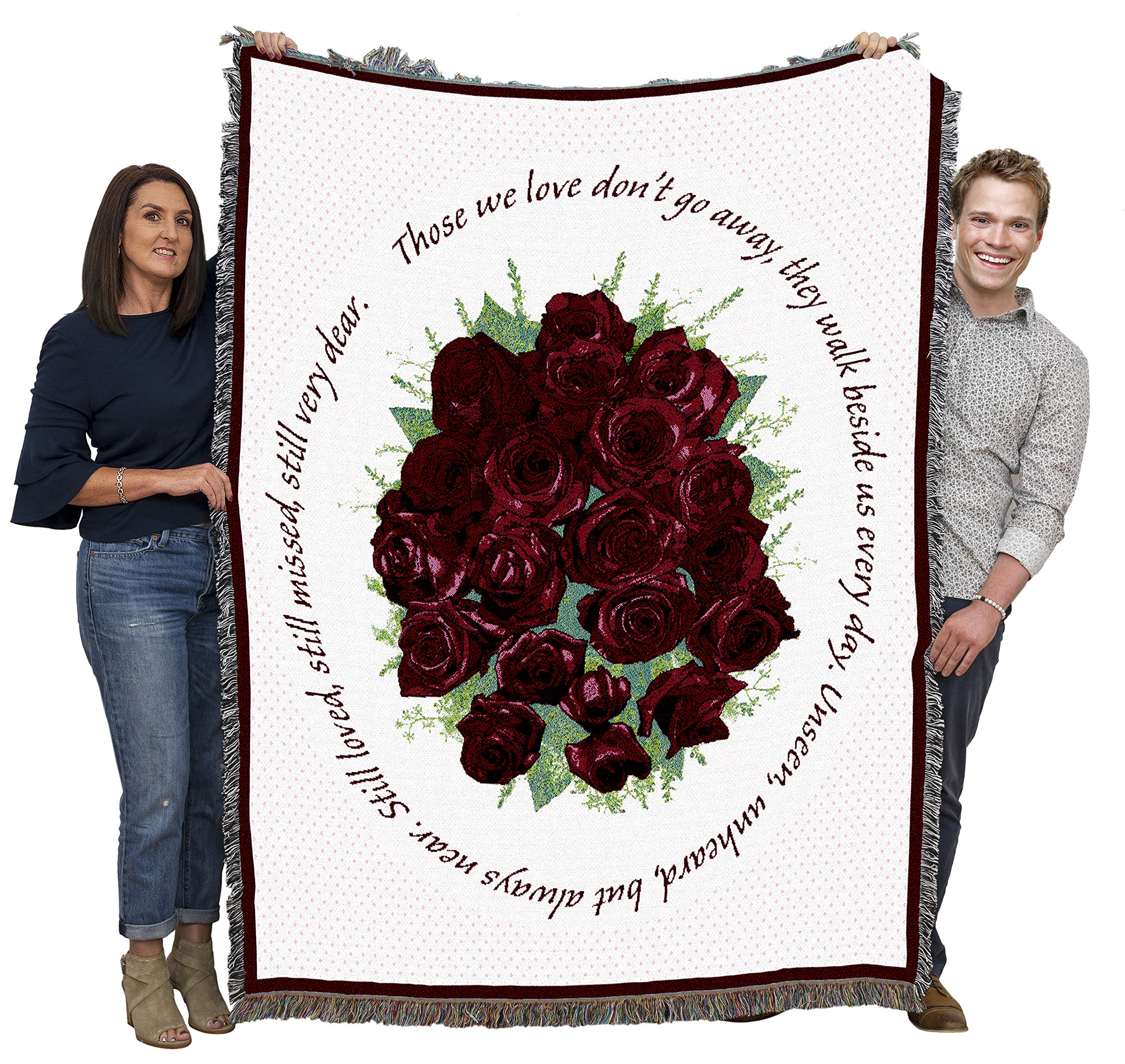 Pure Country Weavers Bundle Of Red Roses Blanket - Those We Love Don'T Go Away Blanket - Sympathy Bereavement Gift Tapestry Thro