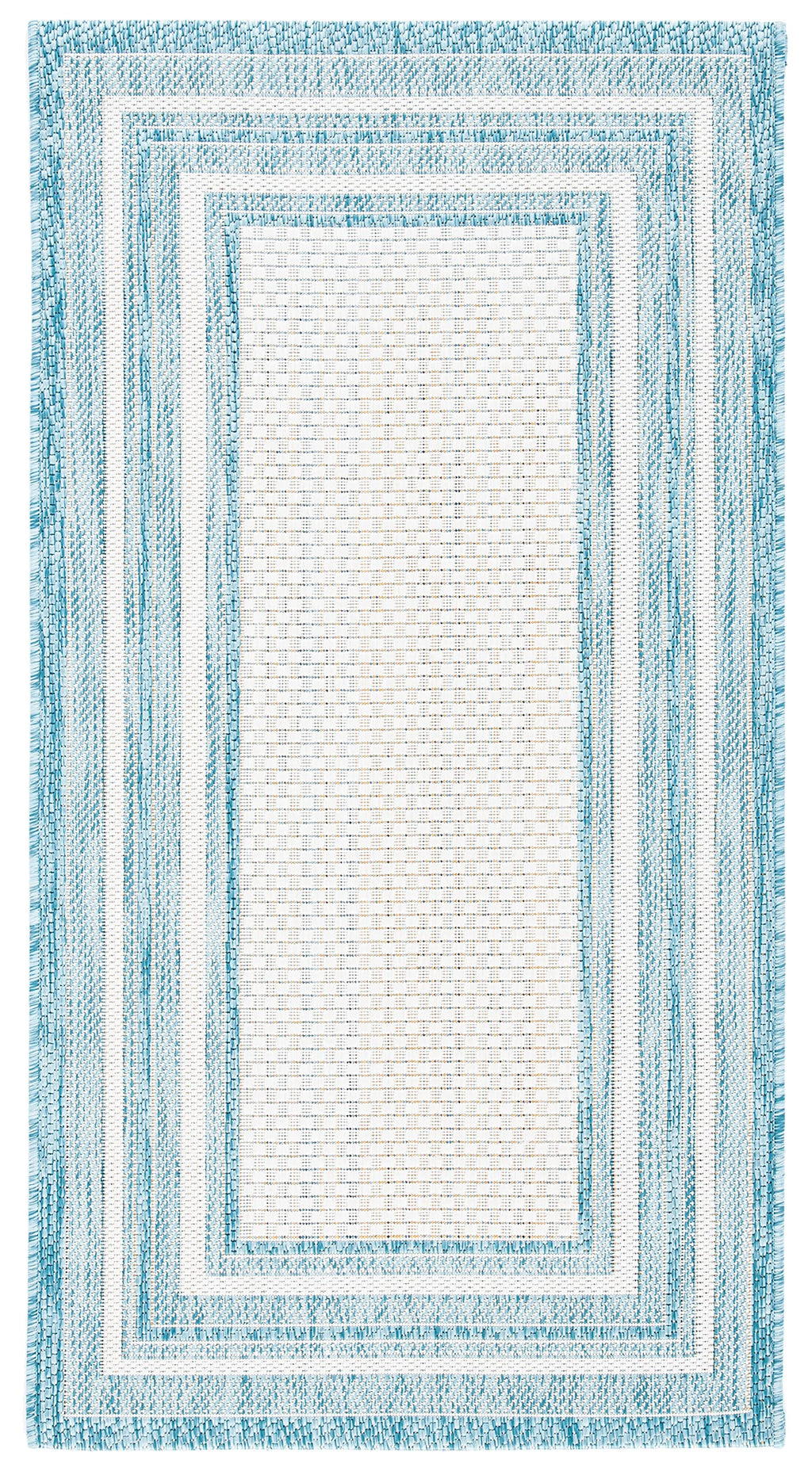 Safavieh Courtyard Collection 2'7' X 5' Ivory / Aqua Cy8475 Indoor/ Outdoor Patio Backyard Mudroom Area Rug