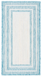 Safavieh Courtyard Collection 2'7' X 5' Ivory / Aqua Cy8475 Indoor/ Outdoor Patio Backyard Mudroom Area Rug