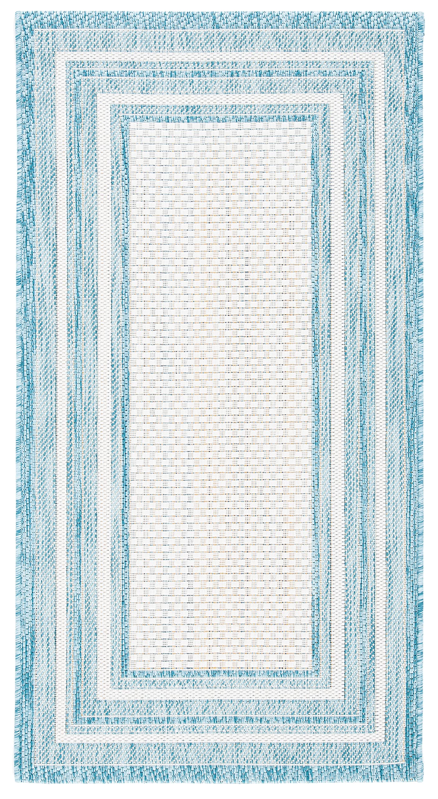 Safavieh Courtyard Collection 2'7' X 5' Ivory / Aqua Cy8475 Indoor/ Outdoor Patio Backyard Mudroom Area Rug