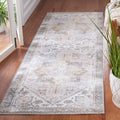 SAFAVIEH Washable Rug Tucson Collection - 26 x 22 Runner, Beige & Grey, Slip Resistant, Ideal for High Traffic Areas in Livin