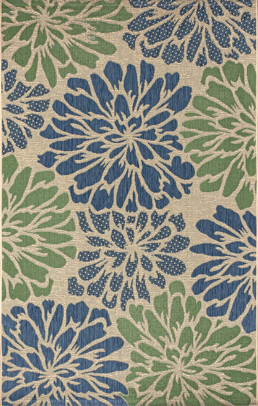 Jonathan Y Smb110B-4 Zinnia Modern Floral Textured Weave Indoor Outdoor Area-Rug Bohemian Coastal Easy-Cleaning Bedroom Kitchen Backyard Patio Non Shedding, 4 X 6, Navy/Green