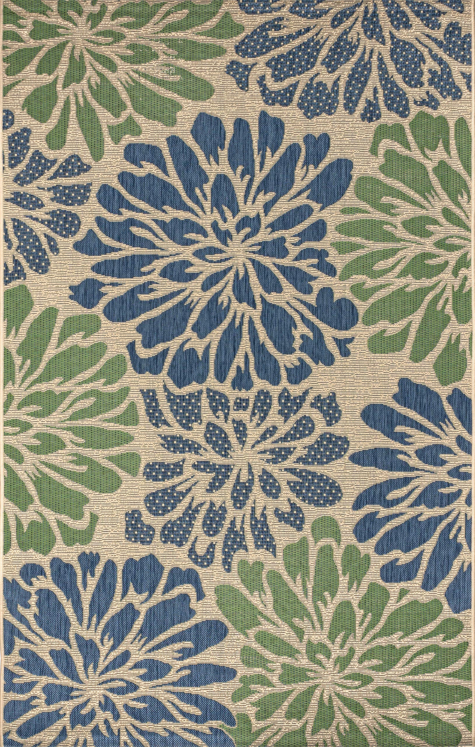 Jonathan Y Smb110B-4 Zinnia Modern Floral Textured Weave Indoor Outdoor Area-Rug Bohemian Coastal Easy-Cleaning Bedroom Kitchen Backyard Patio Non Shedding, 4 X 6, Navy/Green