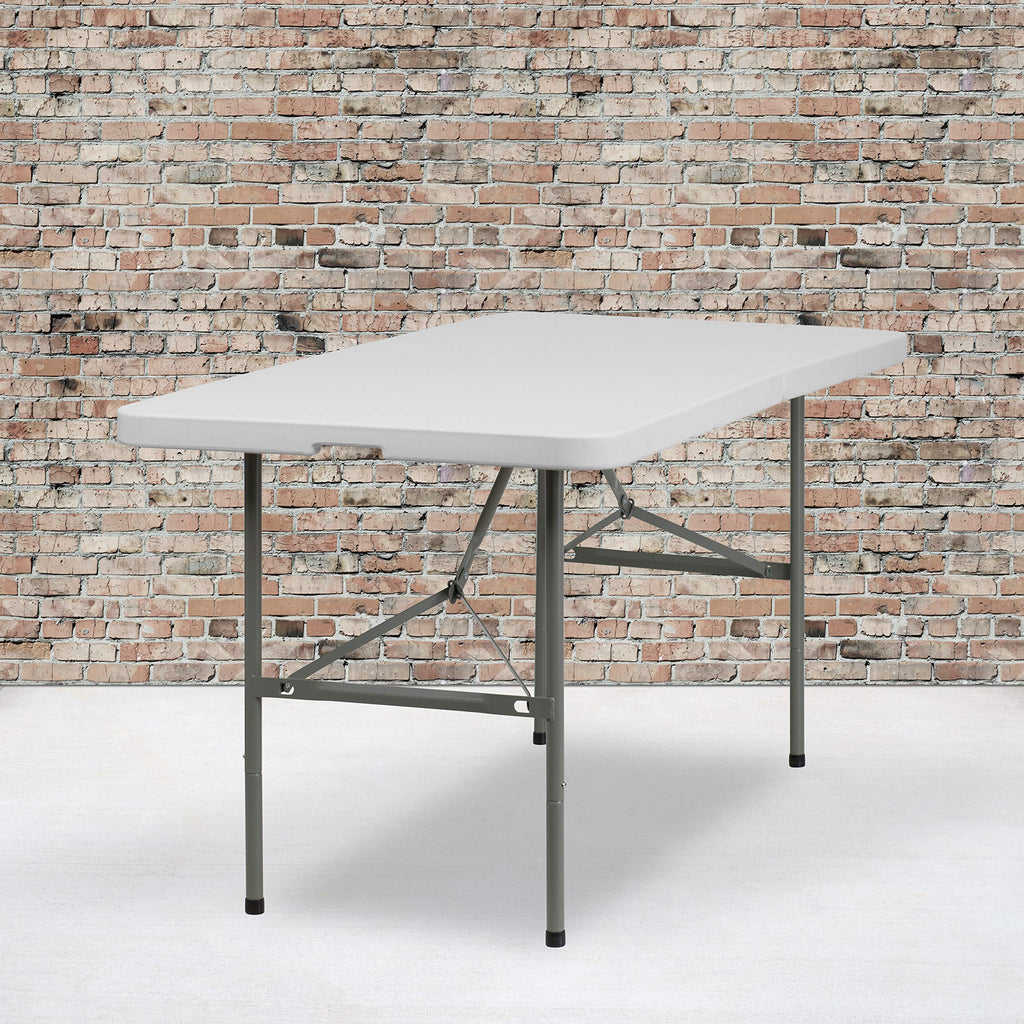 Flash Furniture Elon 5-Foot Bi-Fold Granite White Plastic Folding Table