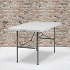 Flash Furniture Elon 5-Foot Bi-Fold Granite White Plastic Folding Table