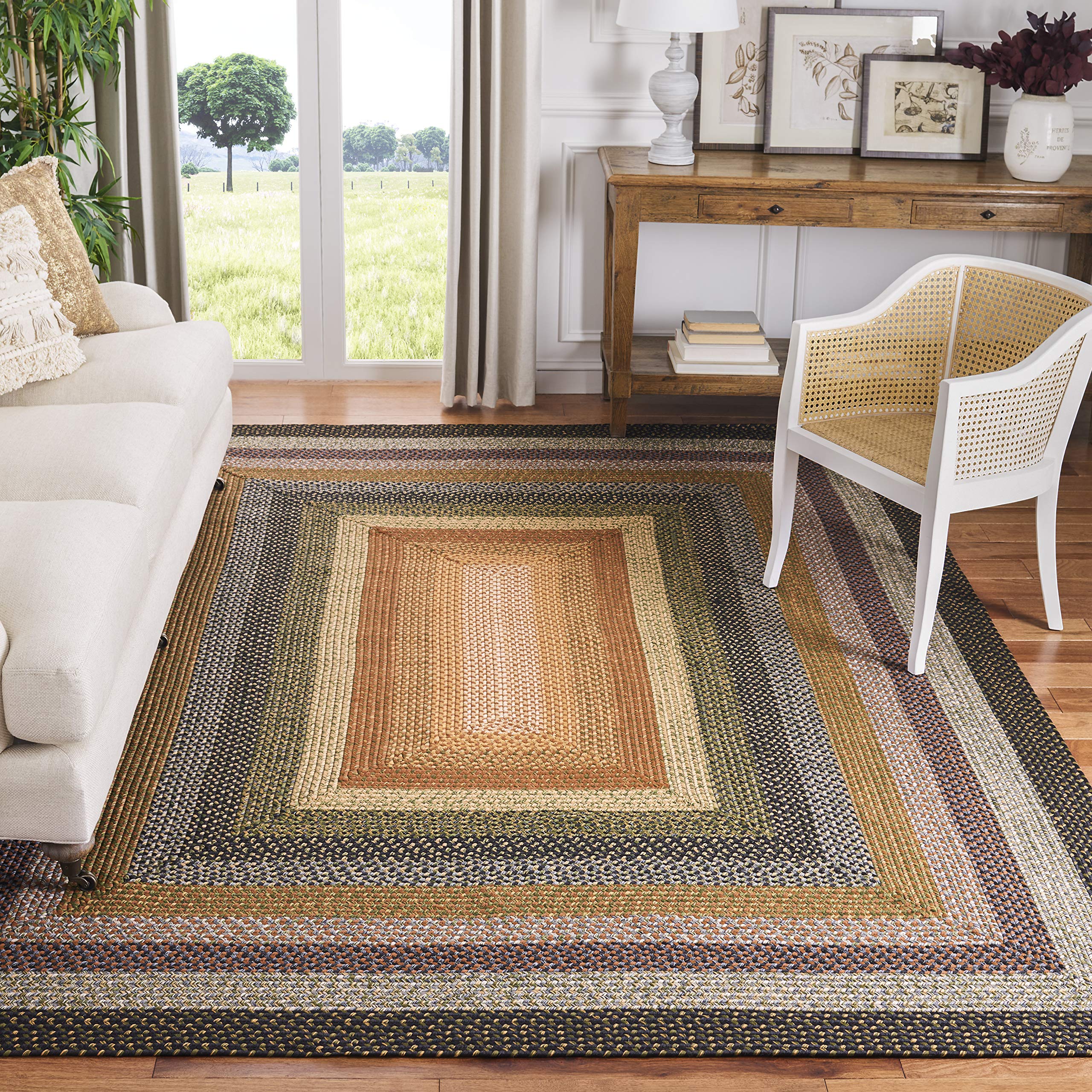 SAFAVIEH Braided Collection Area Rug - 7 Square, Multi, Handmade, Indoor/Outdoor & Washable, Ideal for Patio, Backyard, Mudroom