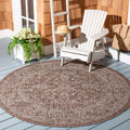 Safavieh Courtyard Collection 4' Round Brown/Ivory Cy8680 Indoor/ Outside Waterproof Easy Cleansingpatio Backyard Mudroom Area M