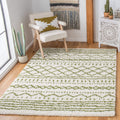SAFAVIEH Arizona Shag Collection Area Rug - 51 Square, Ivory & Green, Moroccan Design, Non-Shedding & Easy Care, 1.6-inch Thick