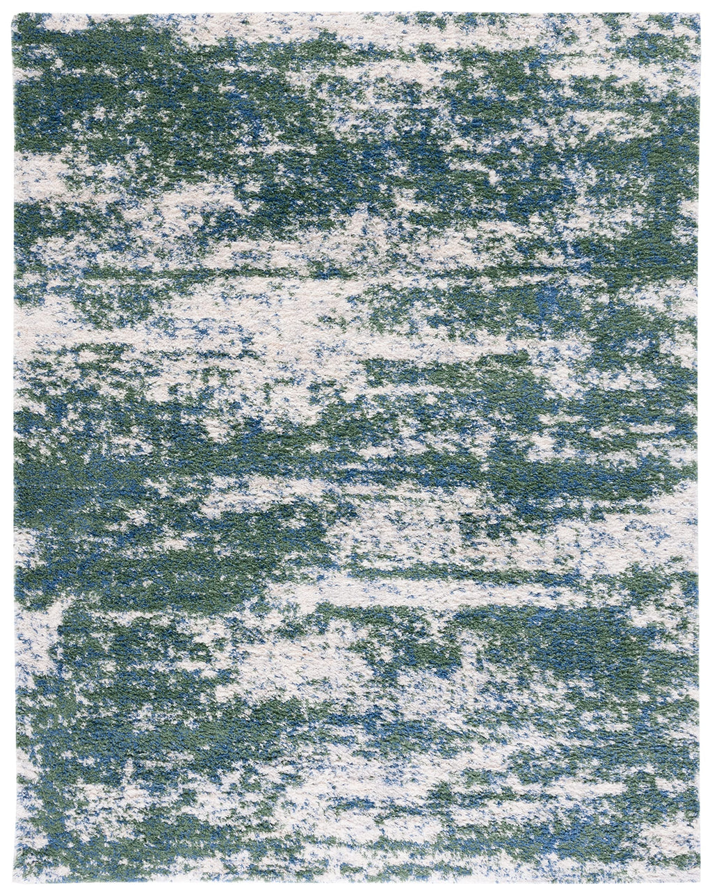 Safavieh Berber Shag Collection Area Rug - 9' X 12', Green & Beige, Modern Abstract Design, Non-Shedding & Easy Care, 1.2-Inch T