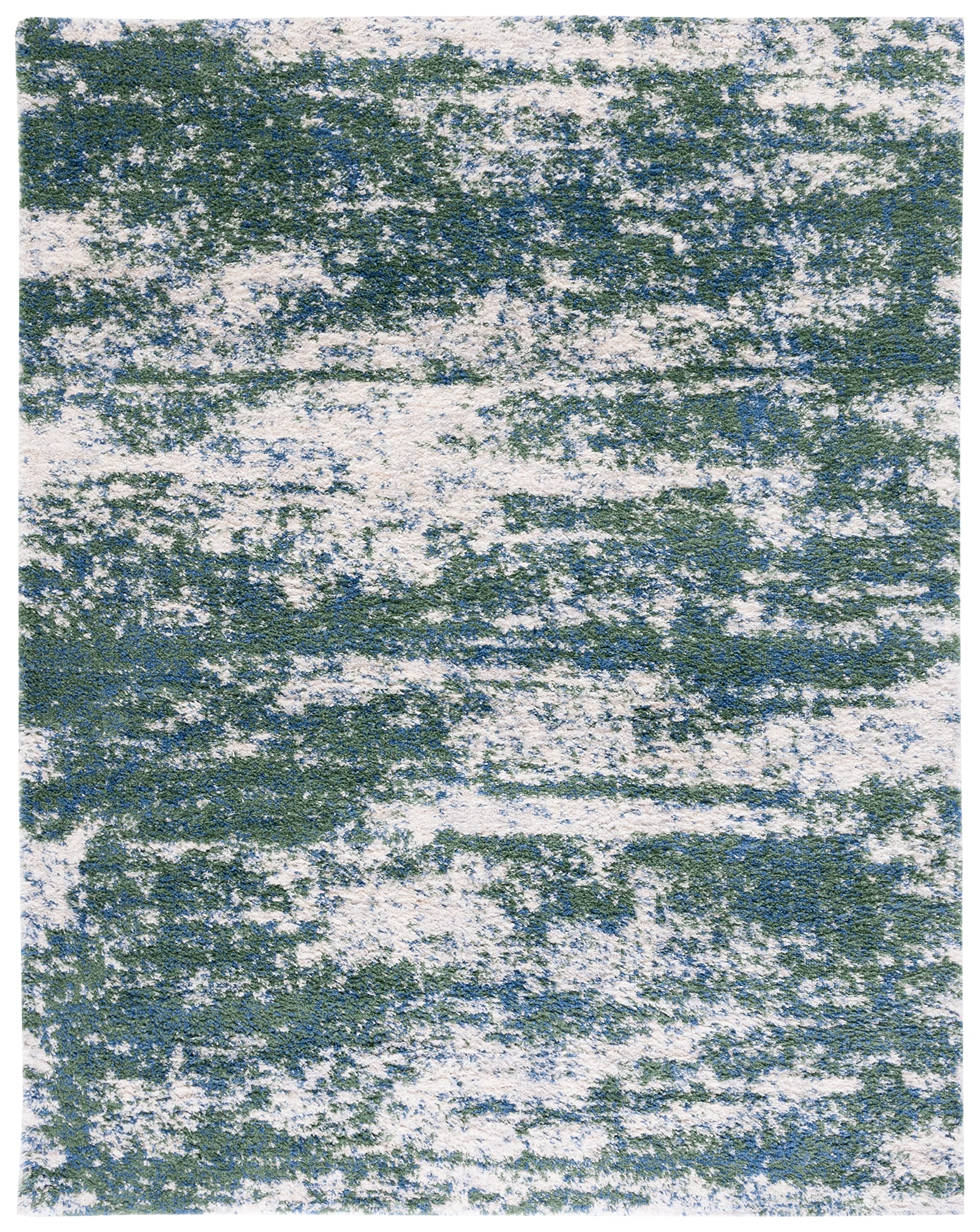 Safavieh Berber Shag Collection X-Large Area Rug - 11' X 15', Green & Beige, Non-Shedding & Easy Care, 1.2-Inch Thick Ideal For
